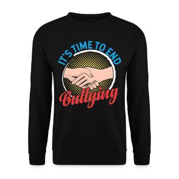 Es Ist An Der Zeit Dem Mobbing Ein Ende Zu Setzen - Unisex Pullover - Schwarz - Vorne - Alina (178cm) & Michal (187cm)