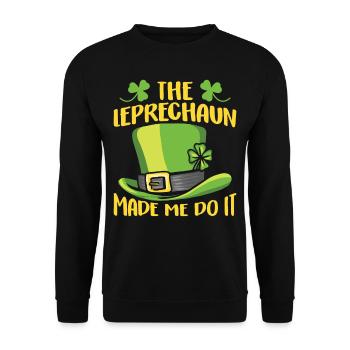 The leprechaun forced me to do so Ire Leprechaun - Unisex Sweatshirt - black - Front - Alina (178cm) & Michal (187cm)