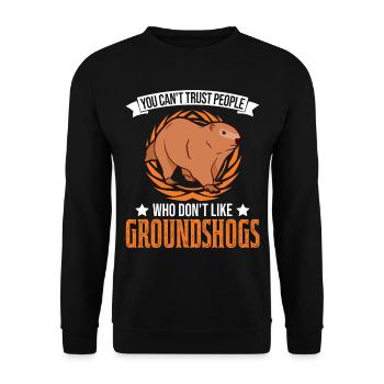 Murmeltier Geschenk Groundhog Day Woodchuck - Unisex Pullover - Schwarz - Vorne - Alina (178cm) & Michal (187cm)