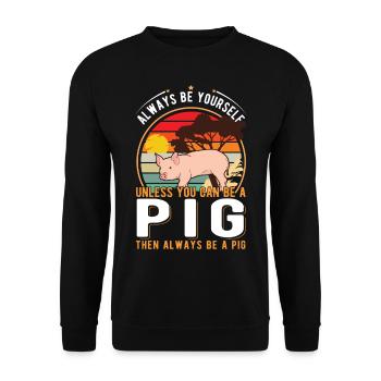 Pigs Gift Pig Farmer - Unisex Sweatshirt - black - Front - Alina (178cm) & Michal (187cm)