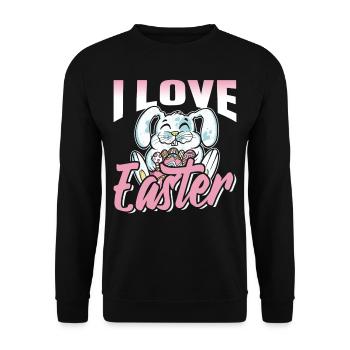 J’adore Easter Easter Easter Easter Egg Lapin de Pâques - Sweat-shirt Unisexe - noir - Devant - Alina (178cm) & Michal (187cm)