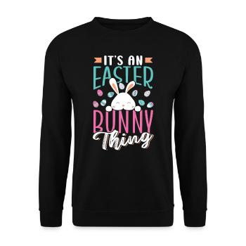 Es Ist Eine Osterhasensache Ostern Osterfest - Unisex Pullover - Schwarz - Vorne - Alina (178cm) & Michal (187cm)