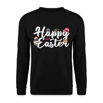 Joyeuses Pâques Dictons Easter Easter Egg Lapin de Pâques - Sweat-shirt Unisexe - noir - Devant - Alina (178cm) & Michal (187cm)