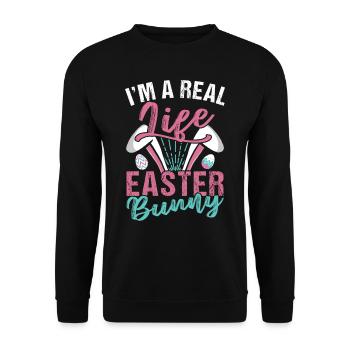 Ich Bin Ein Echter Osterhase Ostern Osterfest - Unisex Pullover - Schwarz - Vorne - Alina (178cm) & Michal (187cm)