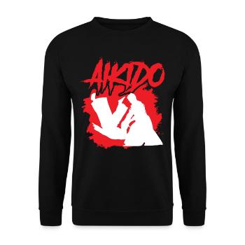 Aikido Martial Arts Fighter Martial Arts Lovers - Unisex Sweatshirt - black - Front - Alina (178cm) & Michal (187cm)