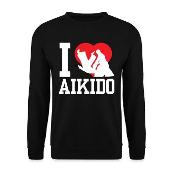 I love Aikido fighter martial arts martial arts - Unisex Sweatshirt - black - Front - Alina (178cm) & Michal (187cm)