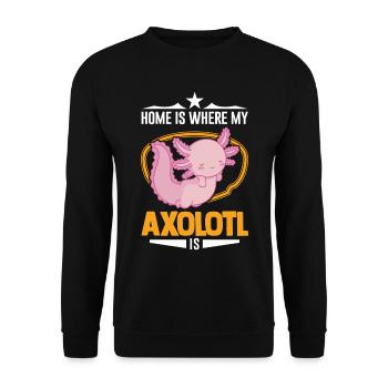 La maison est l’endroit où mon Axolotl est Schwanzlurch - Sweat-shirt Unisexe - noir - Devant - Alina (178cm) & Michal (187cm)