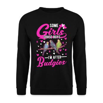 Budgie Girl Welli Parakeet - Unisex Sweatshirt - black - Front - Alina (178cm) & Michal (187cm)