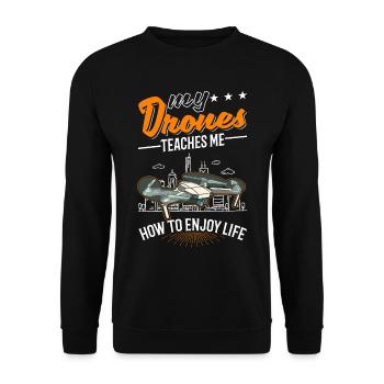 Mes drones m’apprennent à profiter de la vie drone - Sweat-shirt Unisexe - noir - Devant - Alina (178cm) & Michal (187cm)