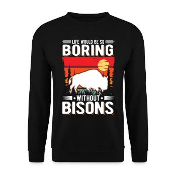 Buffalo Gift Bison Water Buffalo Buffalo - Unisex Sweatshirt - black - Front - Alina (178cm) & Michal (187cm)