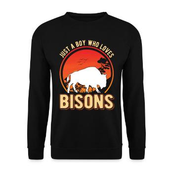 Buffalo Gift Bison Water Buffalo Buffalo - Unisex Sweatshirt - black - Front - Alina (178cm) & Michal (187cm)