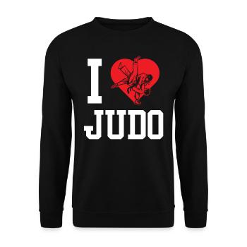 Ich Liebe Judo Kampfkunst Judoka Kampfsport Hobby - Unisex Pullover - Schwarz - Vorne - Alina (178cm) & Michal (187cm)