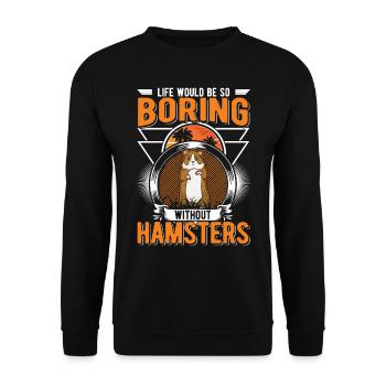 Hamster Geschenk Zwerghamster Goldhamster - Unisex Pullover - Schwarz - Vorne - Alina (178cm) & Michal (187cm)