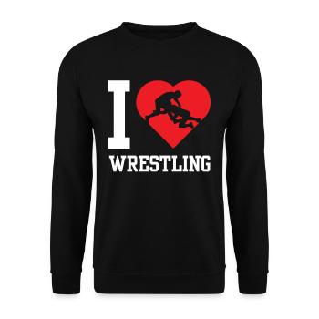 Ich Liebe Wrestling Ringen Ringer Ringkampf - Unisex Pullover - Schwarz - Vorne - Alina (178cm) & Michal (187cm)