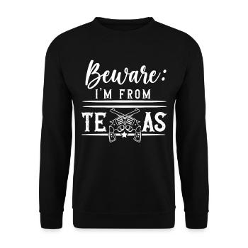 Caution I'm from Texas Texan Texan - Unisex Sweatshirt - black - Front - Alina (178cm) & Michal (187cm)