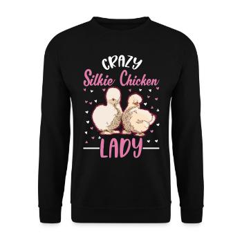 Crazy Silkie Poulet dame Poulet de soie - Sweat-shirt Unisexe - noir - Devant - Alina (178cm) & Michal (187cm)