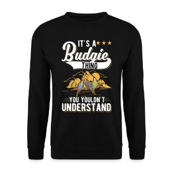 Perruche Budgie Welli - Sweat-shirt Unisexe - noir - Devant - Alina (178cm) & Michal (187cm)