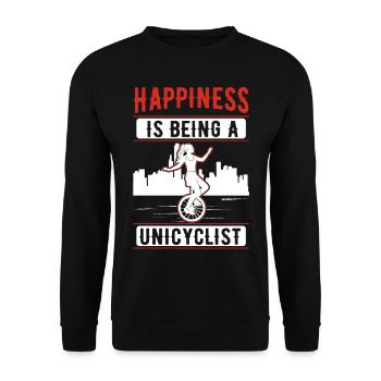 Happiness is being a Unicyclist Unicycle Gift - Unisex Sweatshirt - black - Front - Alina (178cm) & Michal (187cm)