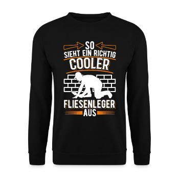 So sieht ein richtig cooler Fliesenleger aus - Unisex Pullover - Schwarz - Vorne - Alina (178cm) & Michal (187cm)