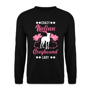 Italian Greyhound lady Italienischer Windhund - Unisex Sweatshirt - black - Front - Alina (178cm) & Michal (187cm)