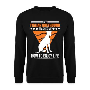 Italienischer Windhund Italienisches Windspiel - Unisex Pullover - Schwarz - Vorne - Alina (178cm) & Michal (187cm)