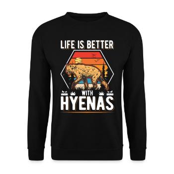 Life is better with Hyenas Hyena - Unisex Sweatshirt - black - Front - Alina (178cm) & Michal (187cm)