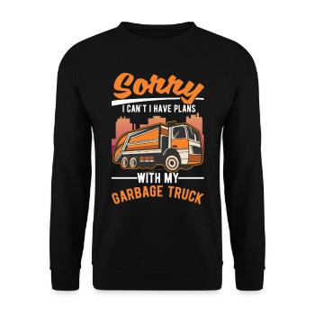 Müllmann Gift Garbage Collection Garbage Truck - Unisex Sweatshirt - black - Front - Alina (178cm) & Michal (187cm)