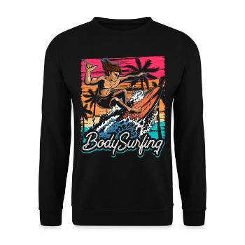 Bodysurfen Bodysurf Bodysurfing Bodysurfer Hobby - Unisex Sweatshirt - black - Front - Alina (178cm) & Michal (187cm)