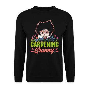 Gartenarbeit Oma Garten Großmutter Gärtnerin - Unisex Pullover - Schwarz - Vorne - Alina (178cm) & Michal (187cm)
