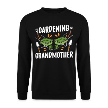 Gartenarbeitende Großmutter Gärtnerin Oma Garten - Unisex Pullover - Schwarz - Vorne - Alina (178cm) & Michal (187cm)