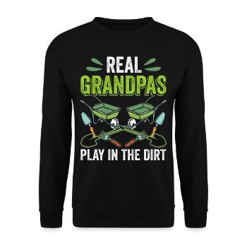 Les vrais grands-pères jouent au jardinage dans la terre - Sweat-shirt Unisexe - noir - Devant - Alina (178cm) & Michal (187cm)