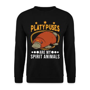 Schnabeltier Spirit Animal Platypus - Unisex Pullover - Schwarz - Vorne - Alina (178cm) & Michal (187cm)