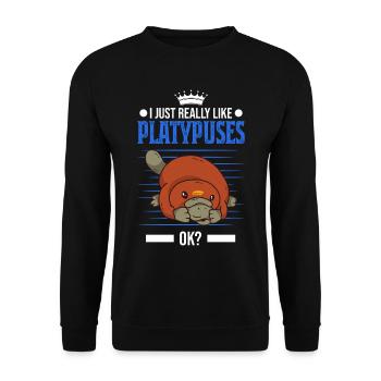 I just really like Platypuses ok Schnabeltier - Unisex Sweatshirt - black - Front - Alina (178cm) & Michal (187cm)