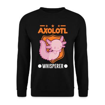 Axolotl Flüsterer Axolotl Whisperer - Unisex Pullover - Schwarz - Vorne - Alina (178cm) & Michal (187cm)