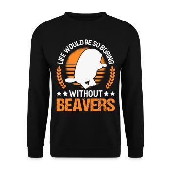 Beaver Gift Beaver Dam - Unisex Sweatshirt - black - Front - Alina (178cm) & Michal (187cm)