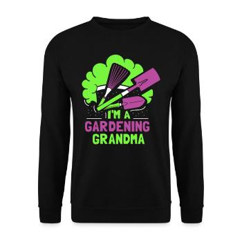 Ich Bin Eine Gärtnernde Oma Großmutter Garten - Unisex Pullover - Schwarz - Vorne - Alina (178cm) & Michal (187cm)