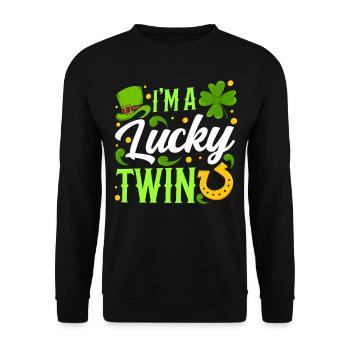 I am a happy twin Ireland Irish - Unisex Sweatshirt - black - Front - Alina (178cm) & Michal (187cm)