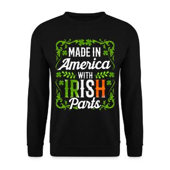 Fabriqué en Amérique avec des parties irlandaises irlandaises - Sweat-shirt Unisexe - noir - Devant - Alina (178cm) & Michal (187cm)