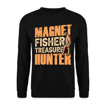 Magnet Fischer Schatzsucher Magnetfischen - Unisex Pullover - Schwarz - Vorne - Alina (178cm) & Michal (187cm)