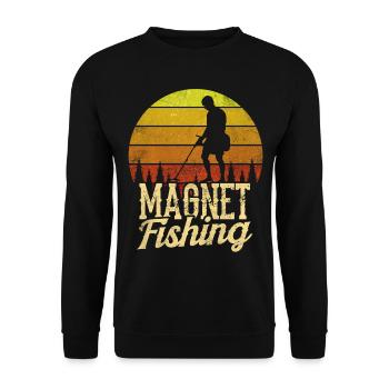Magnet Fishing Magnetic Fisher Magnetic Fishing - Unisex Sweatshirt - black - Front - Alina (178cm) & Michal (187cm)