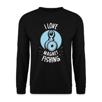 I love Magnet Fishing Magnetic Fishing - Unisex Sweatshirt - black - Front - Alina (178cm) & Michal (187cm)