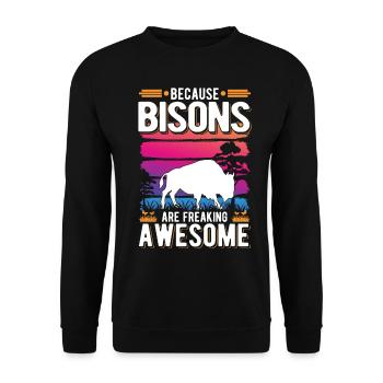 Buffalo Gift Bison Water Buffalo Buffalo - Unisex Sweatshirt - black - Front - Alina (178cm) & Michal (187cm)