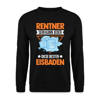 Eisbad Rentner Eisbaden Opa Eisschwimmer - Unisex Pullover - Schwarz - Vorne - Alina (178cm) & Michal (187cm)