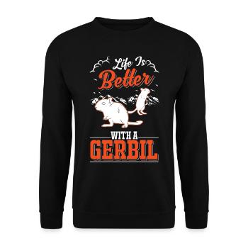 La vie est meilleure avec une gerbille de rat de course Gerbil - Sweat-shirt Unisexe - noir - Devant - Alina (178cm) & Michal (187cm)