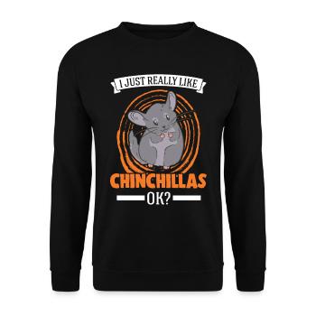 I just really like Chinchillas, ok - Unisex Pullover - Schwarz - Vorne - Alina (178cm) & Michal (187cm)