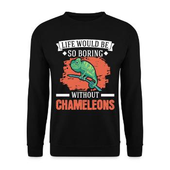 Chameleon Gift Chameleon - Unisex Sweatshirt - black - Front - Alina (178cm) & Michal (187cm)