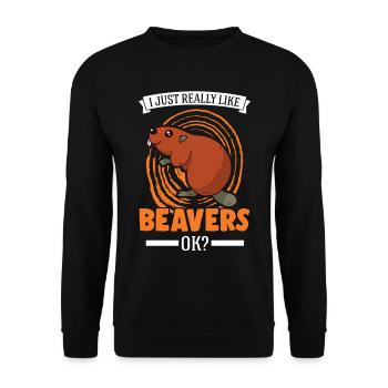 Cadeau Castor Beaver Dam Castor - Sweat-shirt Unisexe - noir - Devant - Alina (178cm) & Michal (187cm)
