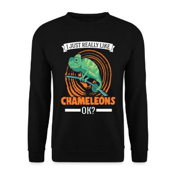 J’aime vraiment Chameleons, ok Chameleon - Sweat-shirt Unisexe - noir - Devant - Alina (178cm) & Michal (187cm)
