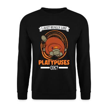 I just really like Platypuses, ok Platypus - Unisex Sweatshirt - black - Front - Alina (178cm) & Michal (187cm)
