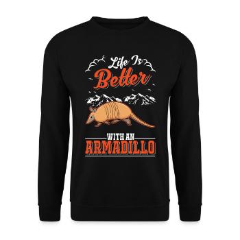 Life is better with an Armadillo Gürteltier - Unisex Sweatshirt - black - Front - Alina (178cm) & Michal (187cm)